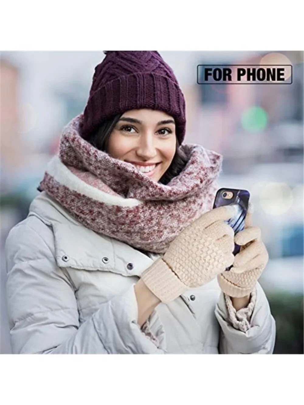 Fleece Touchscreen Gloves Women Winter Warm Texting Gloves 2 Pair Chenille Set